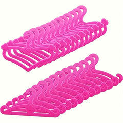 62pcs Pink Plastic Hangers Set for 11.5 Inch Dolls Clothes Dresses Outfits