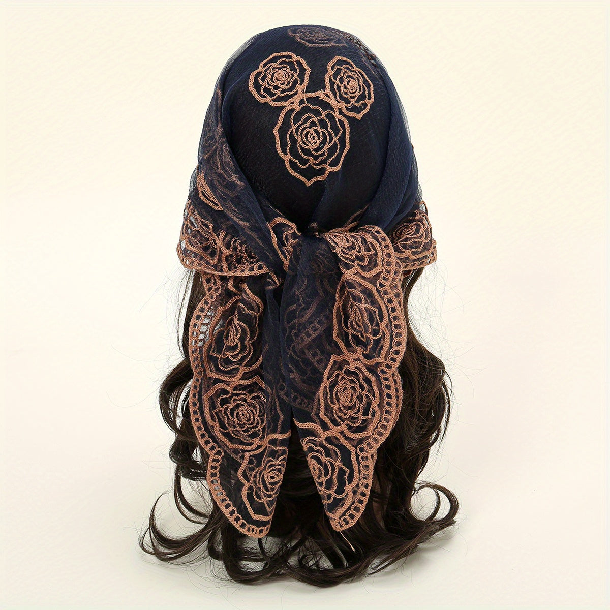 Lace Floral Embroidery Bandana Breathable Head Scarf Boho Shawl