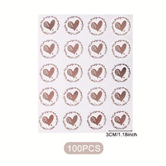 100pcs Thank You Love Stickers 1.18in Self Adhesive Labels