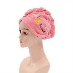 Strawberry Embroidered Hair Drying Towel Wrap