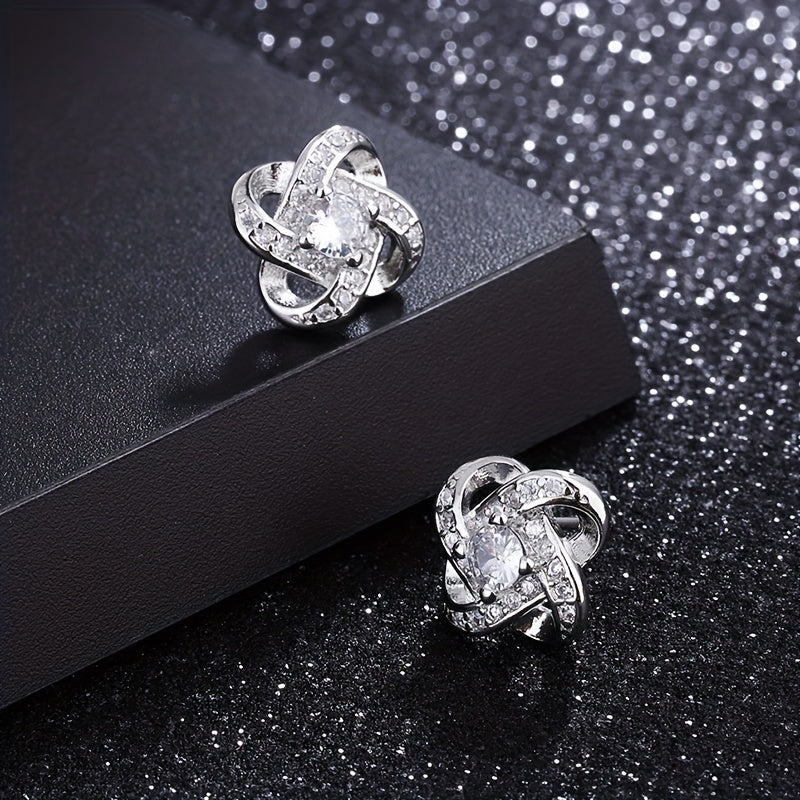 2pcs Pair Men's Earrings Clover & Purple Faux Diamond