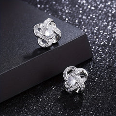 2pcs Pair Men's Earrings Clover & Purple Faux Diamond