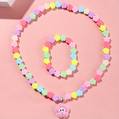 Colorful Acrylic Flower Necklace and Bracelet Jewelry Set
