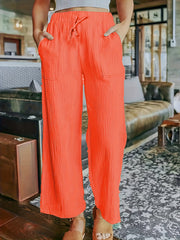 Minimalist Dual Pockets Wide Leg Pants Casual Loose Pants