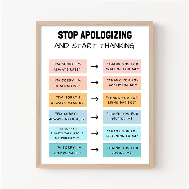 Thank, Don't Apologize: Mental Health Poster for Therapists