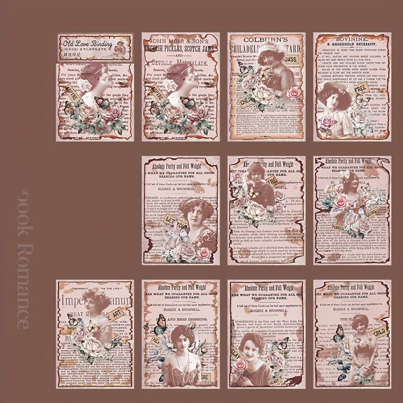 30 Sheets Old Book Love Series Character Collage Journal Material