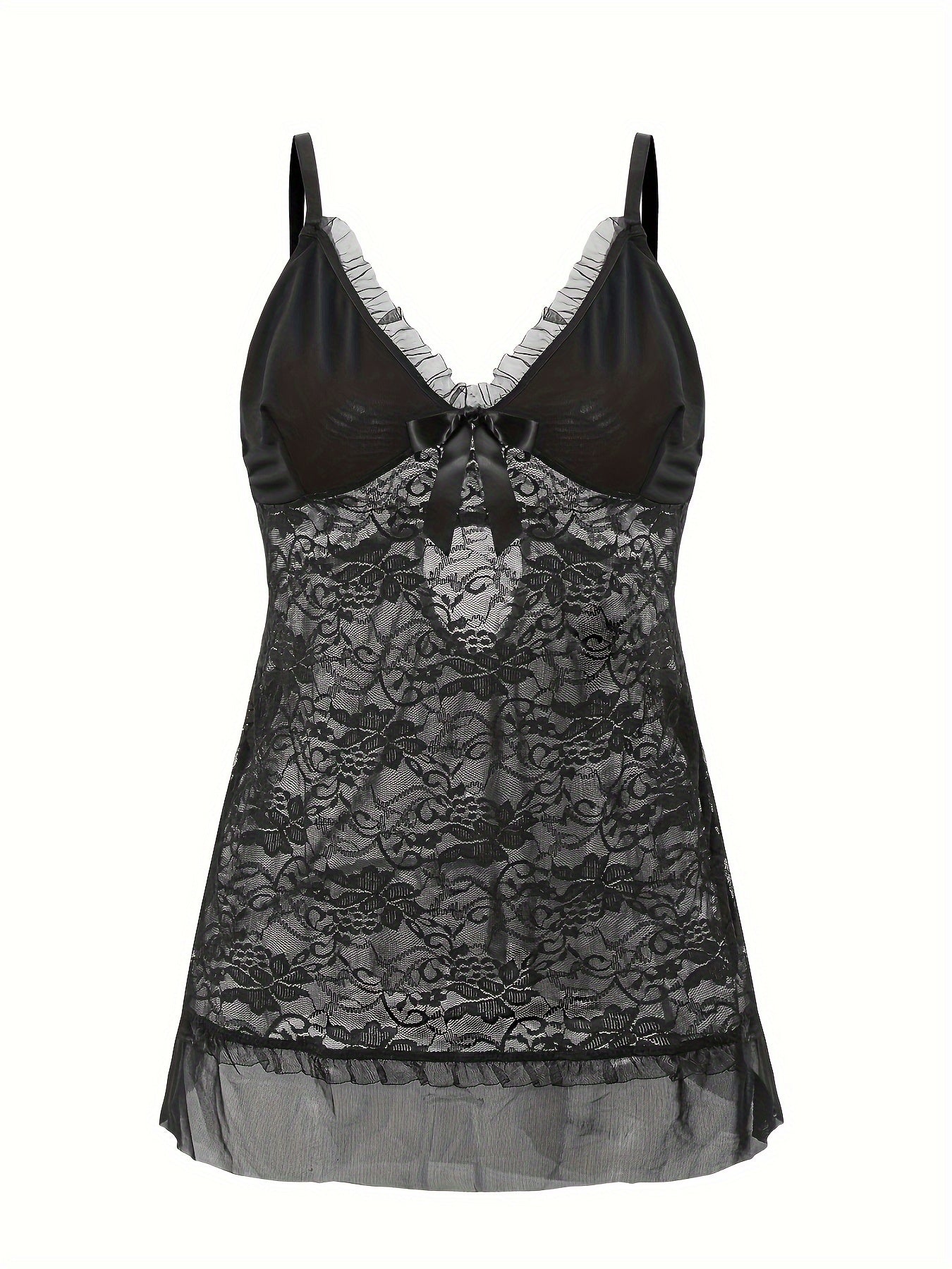  Lace Bow Ruffle Babydoll Dress