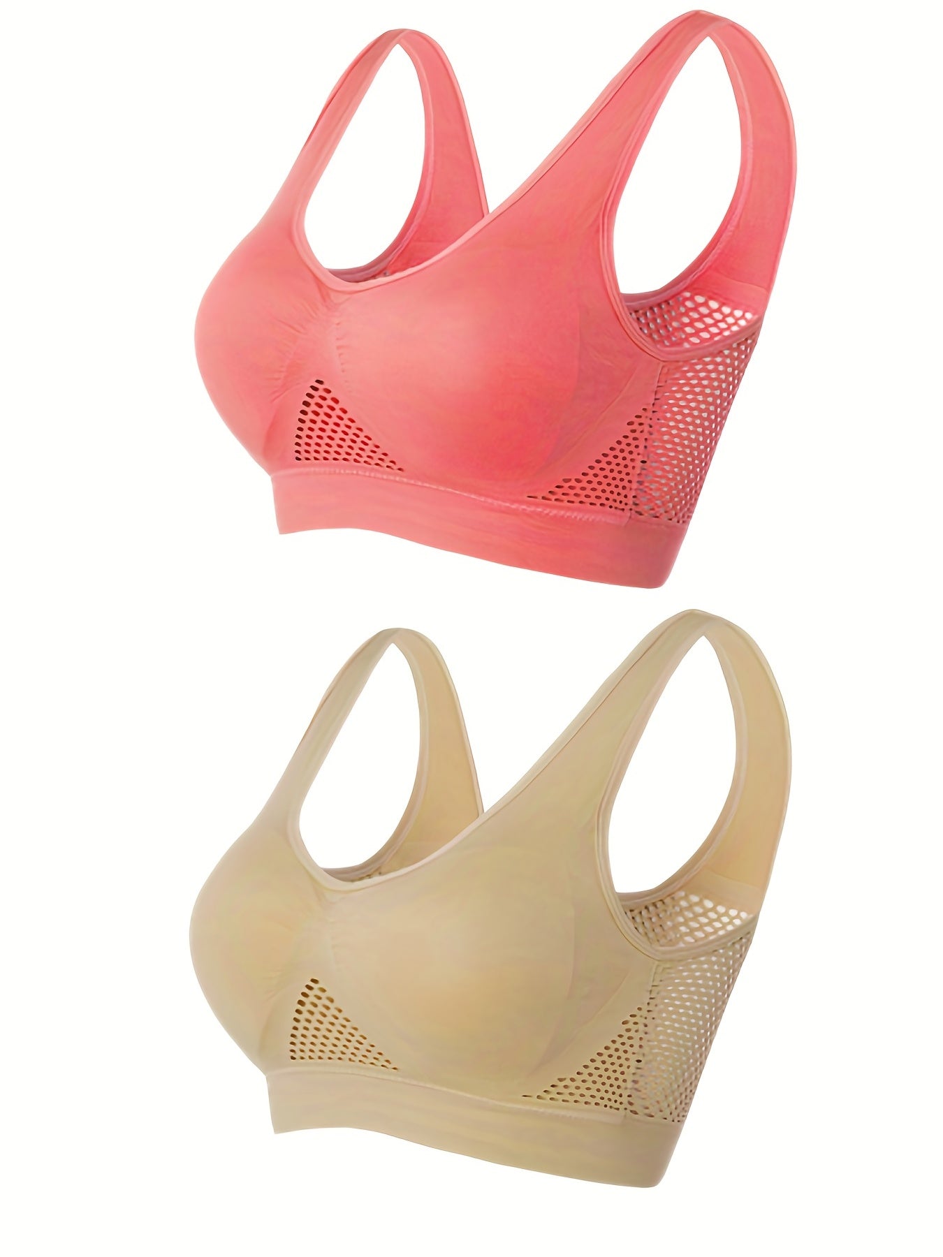 2pcs Wireless Sports Bras Cut Out Running Workout Bra