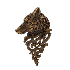 Retro Men's Wolf Head Brooch Pin Collar Accessory