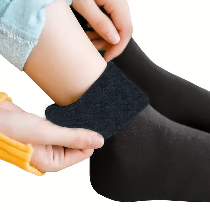 10 Pairs Plush Lined Socks Comfy & Warm Mid Tube Socks