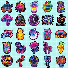 50pcs Neon Stickers Retro Colorful Graffiti Decals with Playful Designs