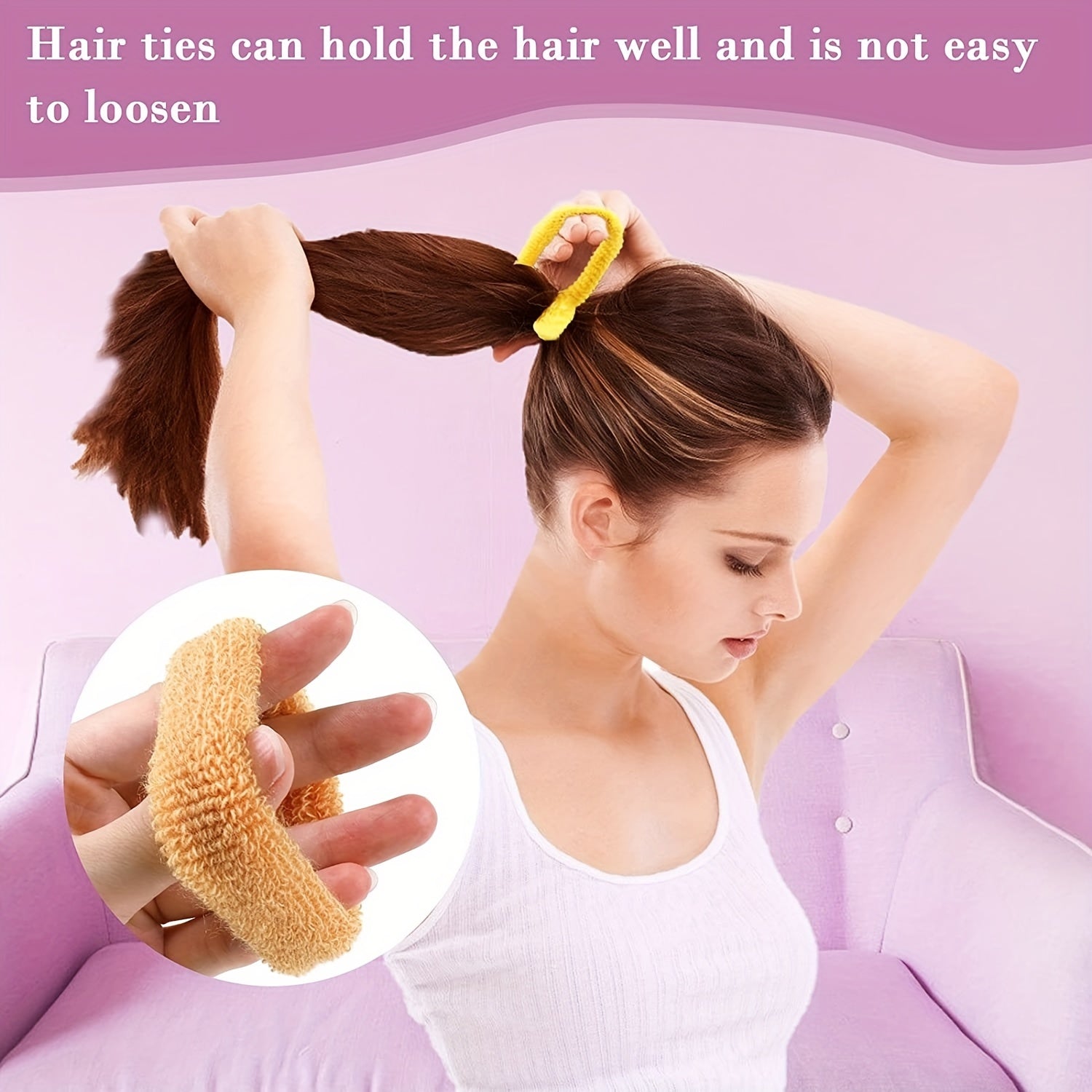 12pcs Thick Hair Tie Seamless Elastic Ponytail Holder Hair Accessories