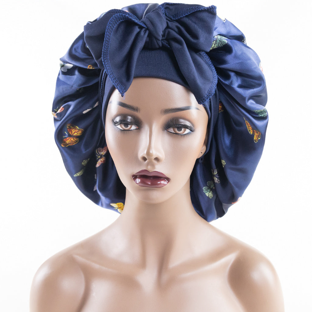 Satin Bonnet with Adjustable Ties Flexible Headband Hair Turban