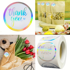 500 Sheets Roll 2 54 Cm Rainbow Laser Thank You Sticker