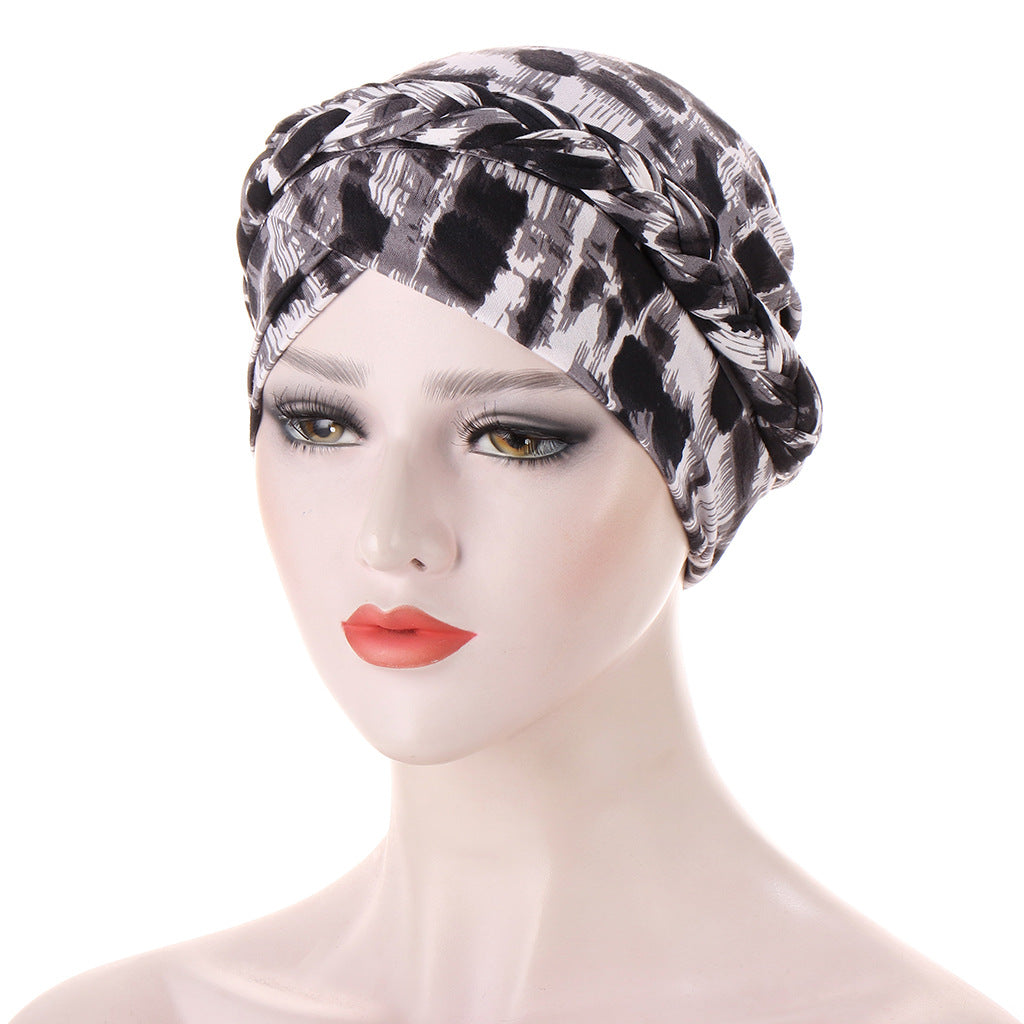 Leopard Print Turban Cap Women Head Wraps Lightweight Beanie