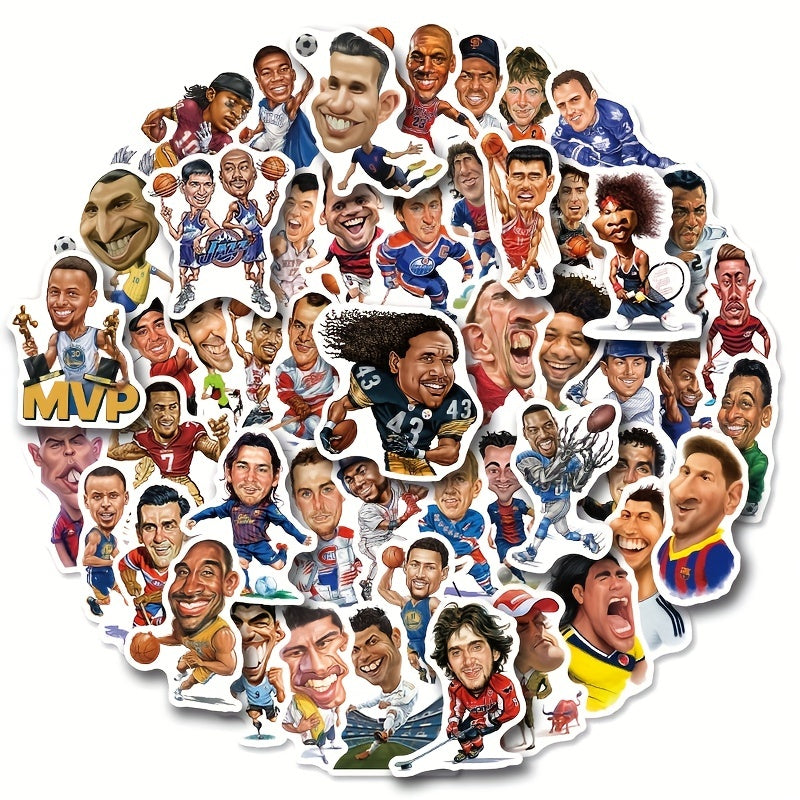 50pcs Sports Star Stickers Decals Variety for Water Bottle Laptop