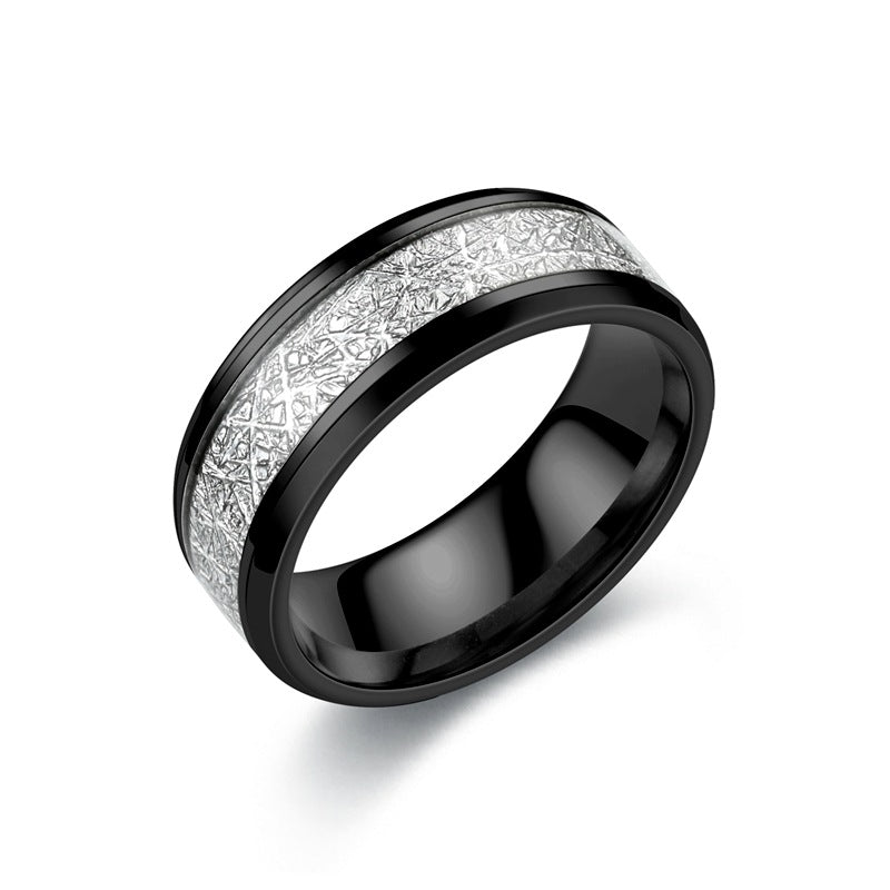 Rime Silk Pattern Titanium Steel Ring for Men