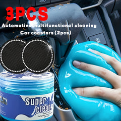 3pc Car Cleaning Gel Set with Coasters - 160g