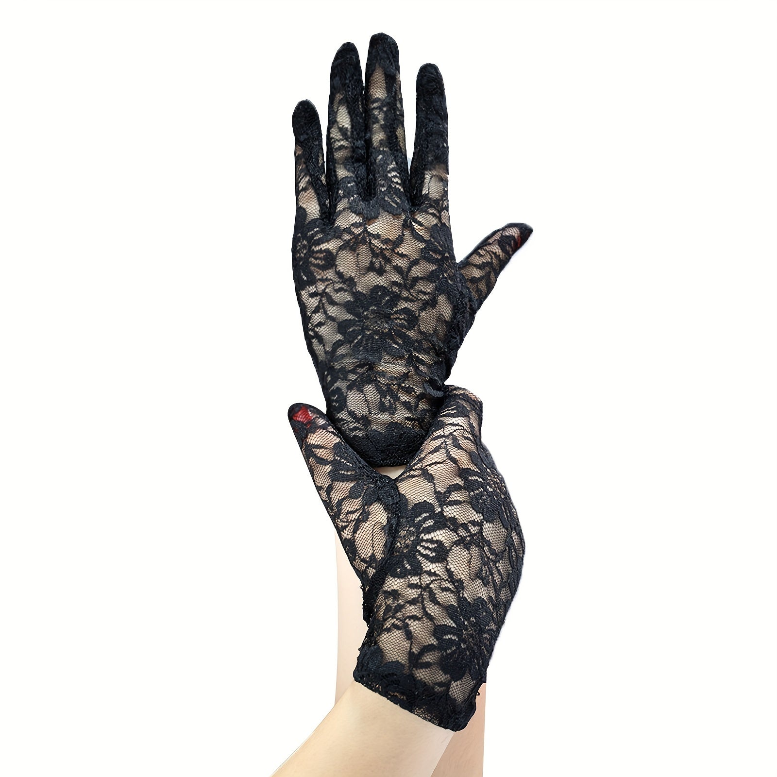 Floral Lace Gloves Vintage Full Finger Gloves For Wedding