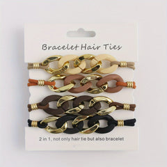 4pcs Boho Style Hair Ring Elastic Ponytail Holder Hair Accessories
