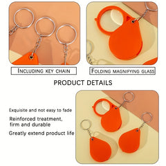 Mini Folding Magnifying Glass Key Chain HD Pendant