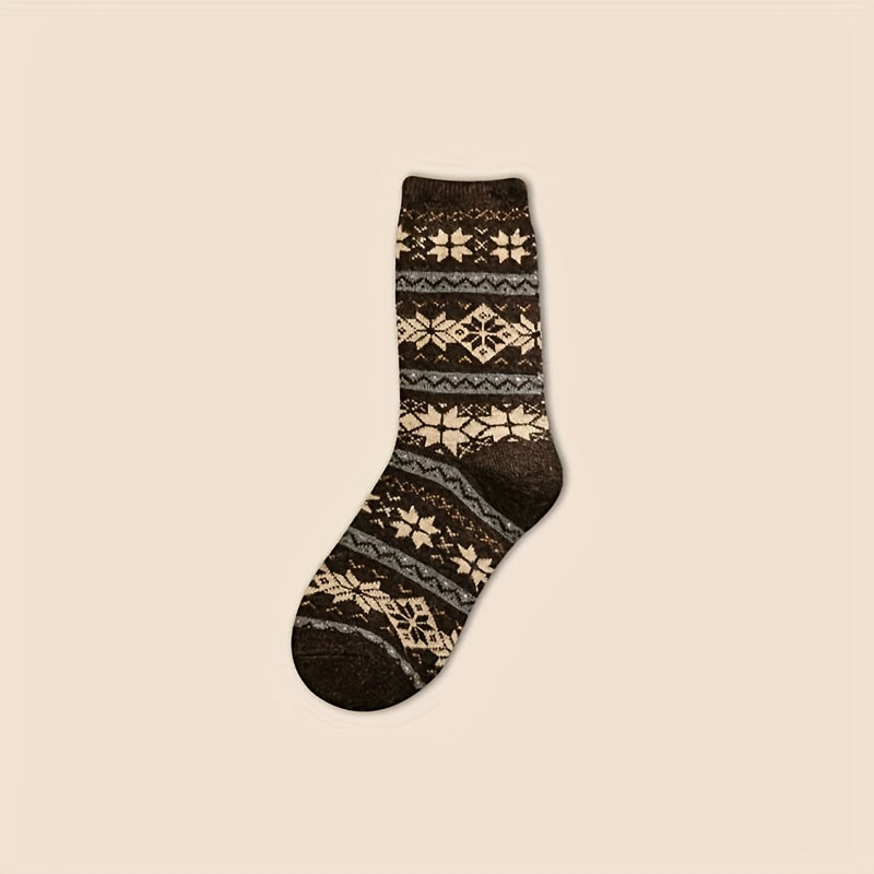 5 Pairs Argyle & Leopard Socks Mid Tube Women's Stockings