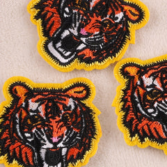 3pcs Tiger Head Embroidery Patches Boys Coat DIY Iron on Cloth Sticker