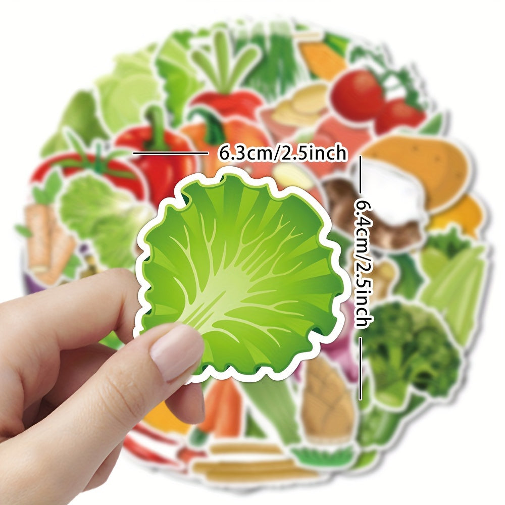 50pcs Vegetable Food Stickers Waterproof Vinyl Stickers Art Decorative Paper