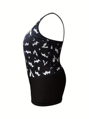  Bat & Ghost Print Tankini Set