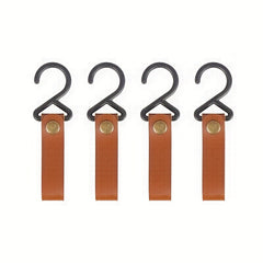 4pcs Outdoor Storage Leather Hook Tent Clothesline Hanging Buckle