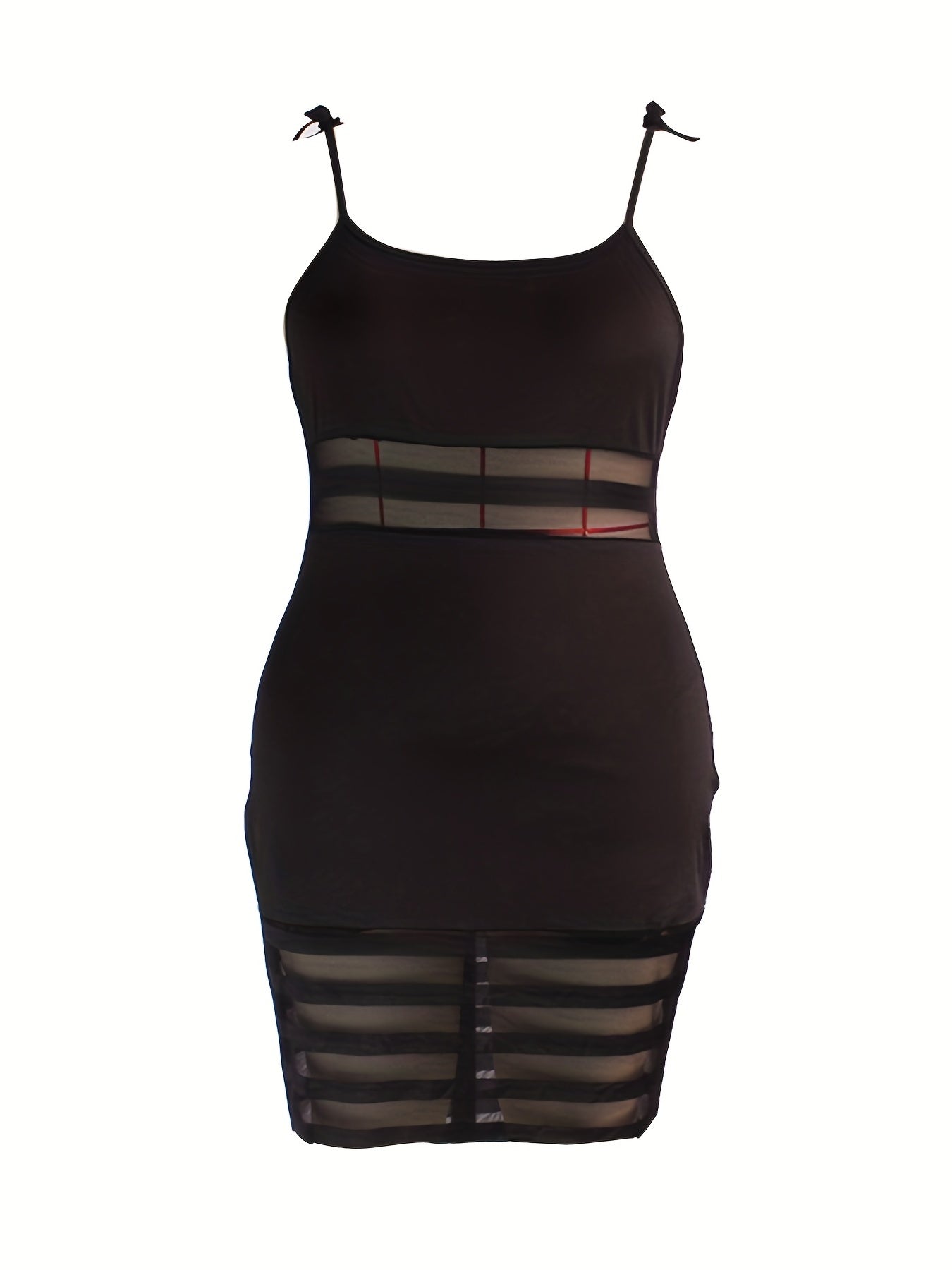  Sexy Bodycon Dress Women's Plus Semi Sheer Contrast Mesh Cami Bodycon