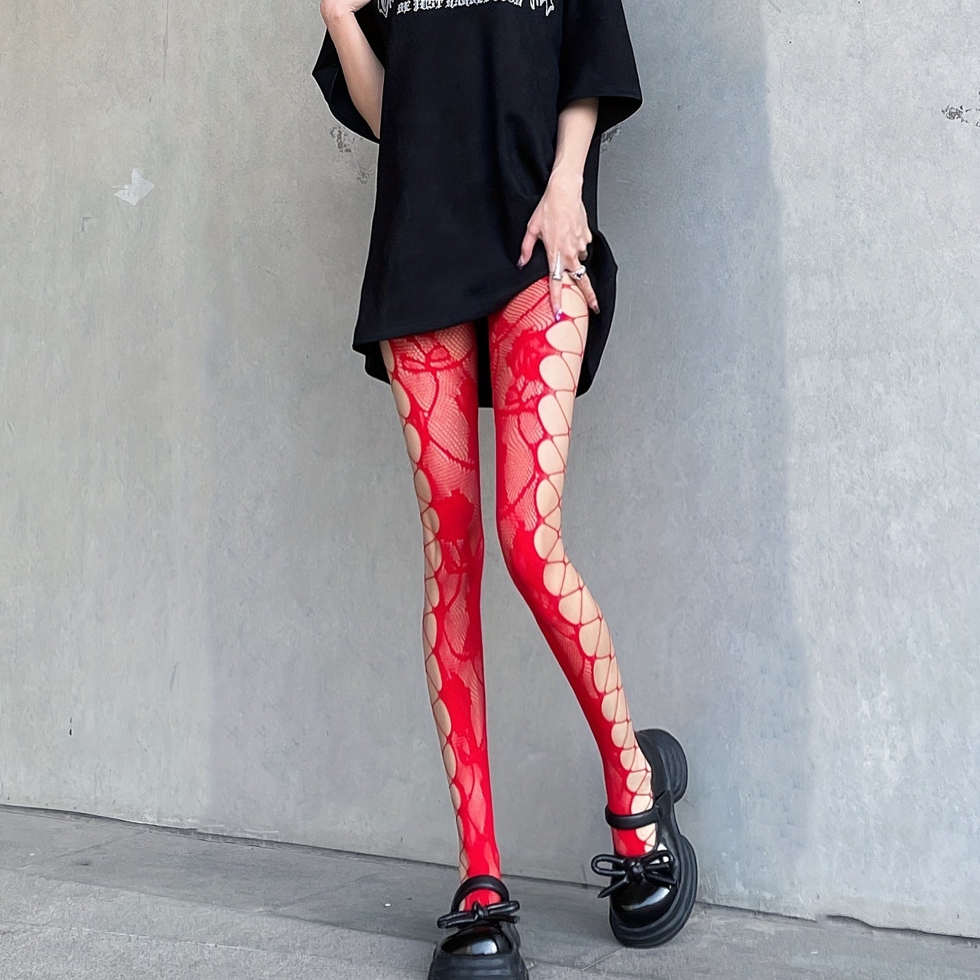 Jacquard Fishnet Tights Strappy Mesh Pantyhose Stockings