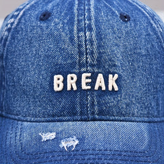 BREAK Embroidery Denim Baseball Cap Washed Distressed Couple Dad Hats