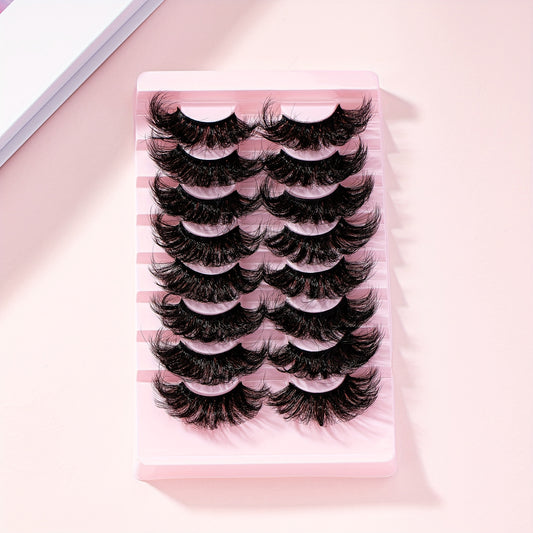 8 Pairs 9D Cat Eye Fluffy Soft Faux Mink Hair Long Thick Eyelashes