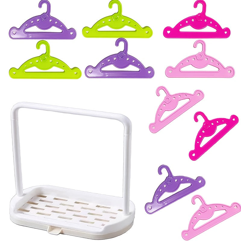 11pc Doll Clothes Hanger Rack Set for 18 Inch Dolls