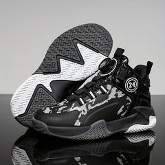 Boys High Top Basketball Shoes w/ Rotating Buckle Comfy Soft Sole