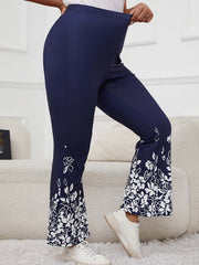  Floral Print Elastic Trousers
