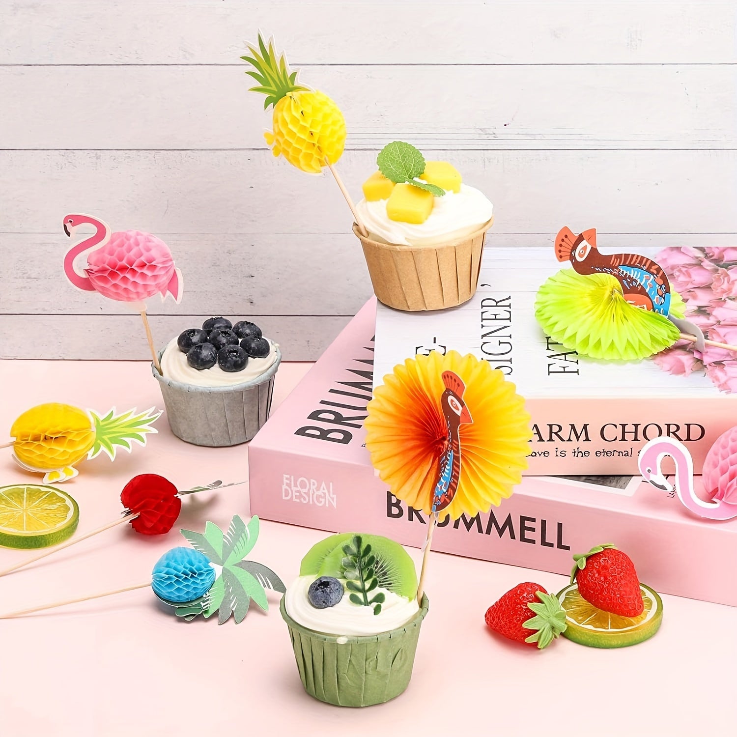 40pcs Tropical Themed Bamboo Cocktail Picks for Party