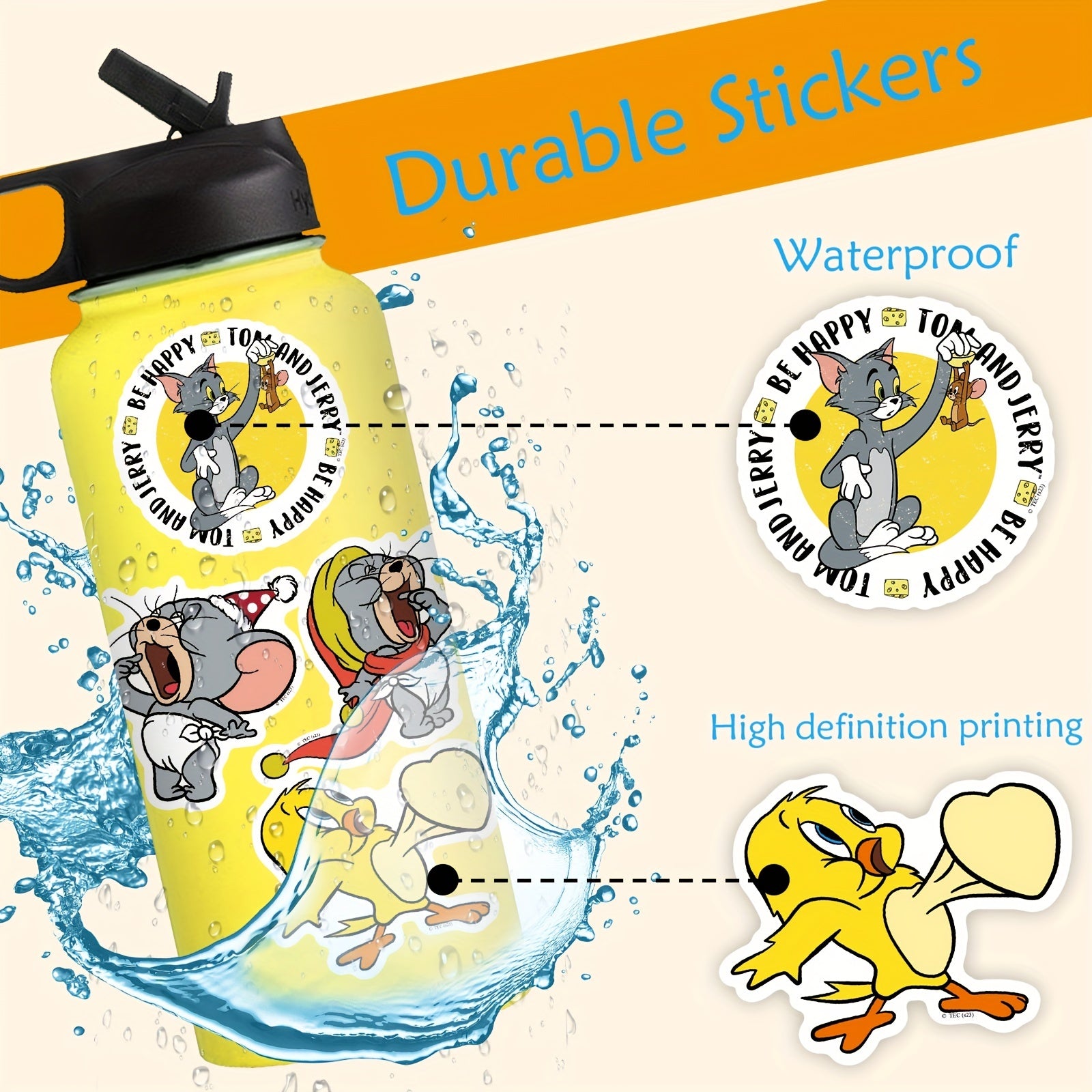 50 Cartoon Waterproof Vinyl Stickers for Water Bottles Laptop Phone Case Guit