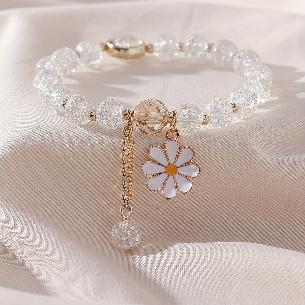 Summer Style Beaded Daisy Pendant Bracelet for Women