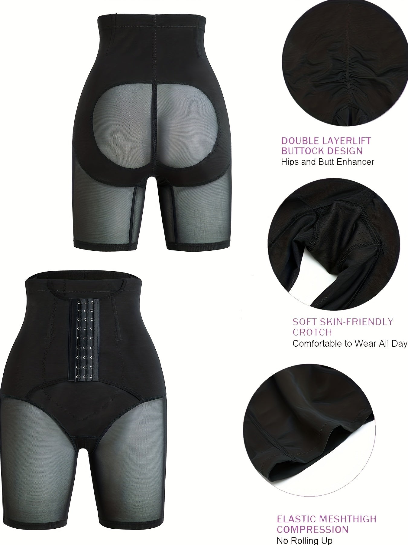 Front Buckle Shaping Shorts Tummy Control Compression Slimming Shorts