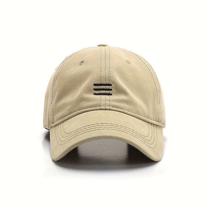 Three Stripe Embroidery Baseball Cap Solid Cotton Sun Hat Casual Dad Hats