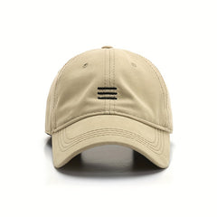 Three Stripe Embroidery Baseball Cap Solid Cotton Sun Hat Casual Dad Hats