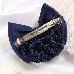 Bowknot Snood Barrette Back Head Hair Clip Bun Ponytail Vintage Hair Clip