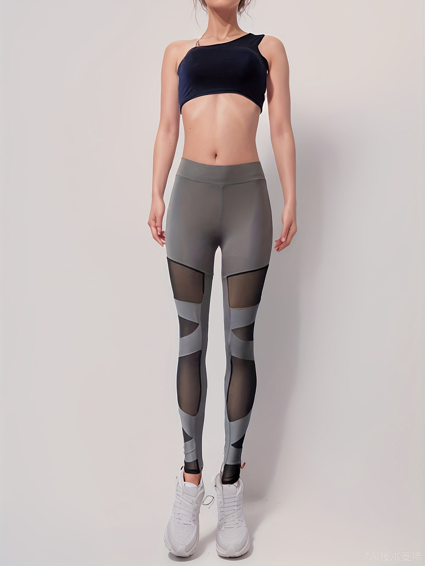 Mesh Stitching Yoga Leggings Quick drying Breathable High Waisted