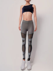 Mesh Stitching Yoga Leggings Quick drying Breathable High Waisted