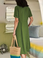  Women's V Neck Loose Fit Dress