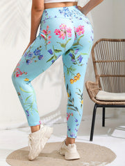  Casual Leggings Women's Plus Floral Print High Rise Leggings