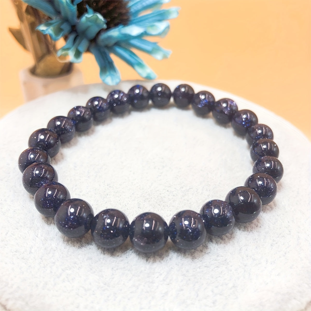Sand Natural Stone Ball Bracelet with Elastic Rope