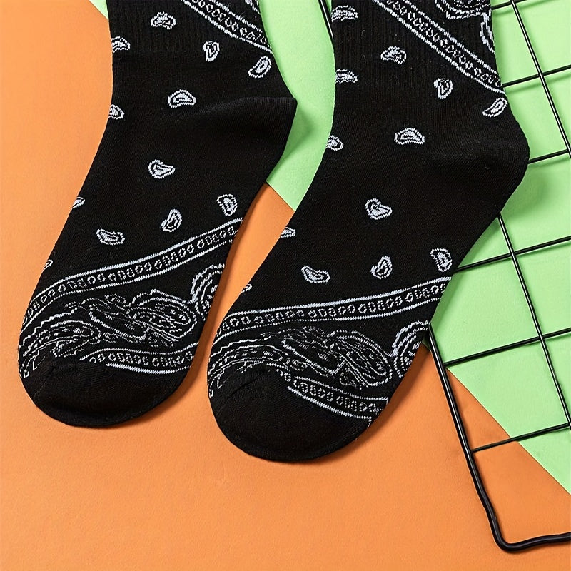 2 Pairs Floral Print Socks Breathable Mid Tube Stockings